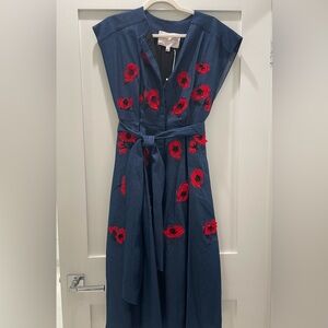 Brand New Designer Dress! Carolina Herrera dark denim, floral dress. Gorgeous